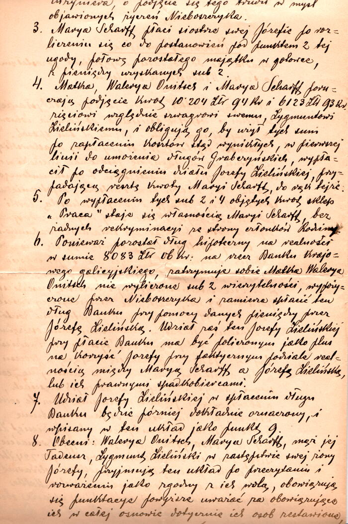 1900 Ugoda familijna zapadła co do podziału majątkiem pozostałym po ś.p. Władysławie Onitschu